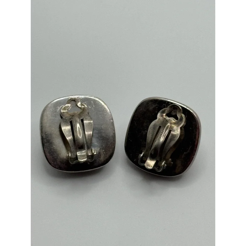 2001 Steve Vaubel Sterling Silver‎ Glass Clip On Earrings